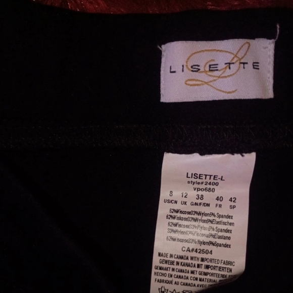 LISETTE Classic Black Pants Women's Size 8 - Picture 3 of 5